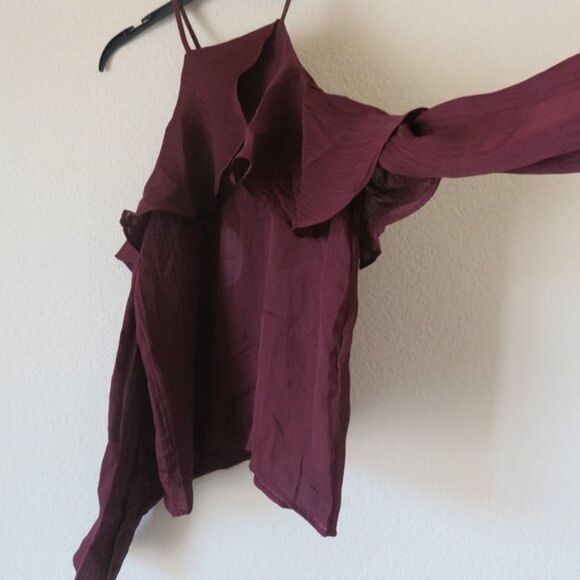 Line and Dot long sleeves ruffles open shoulders top blouse size Small - Picture 5 of 9